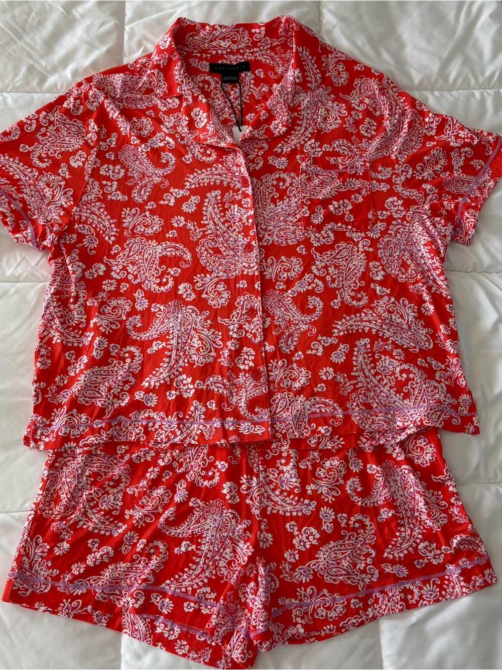 Soft pajama short set orange paisley print L NWT